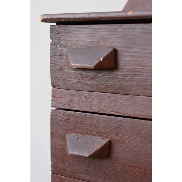 Wood Antique Folk Art Miniature Chest of Drawers With Diminutive Mirror, Circa Early 20th Century For Sale - Image 7 of 18