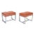 Chrome and Leather Covered Small Stools - a Pair For Sale