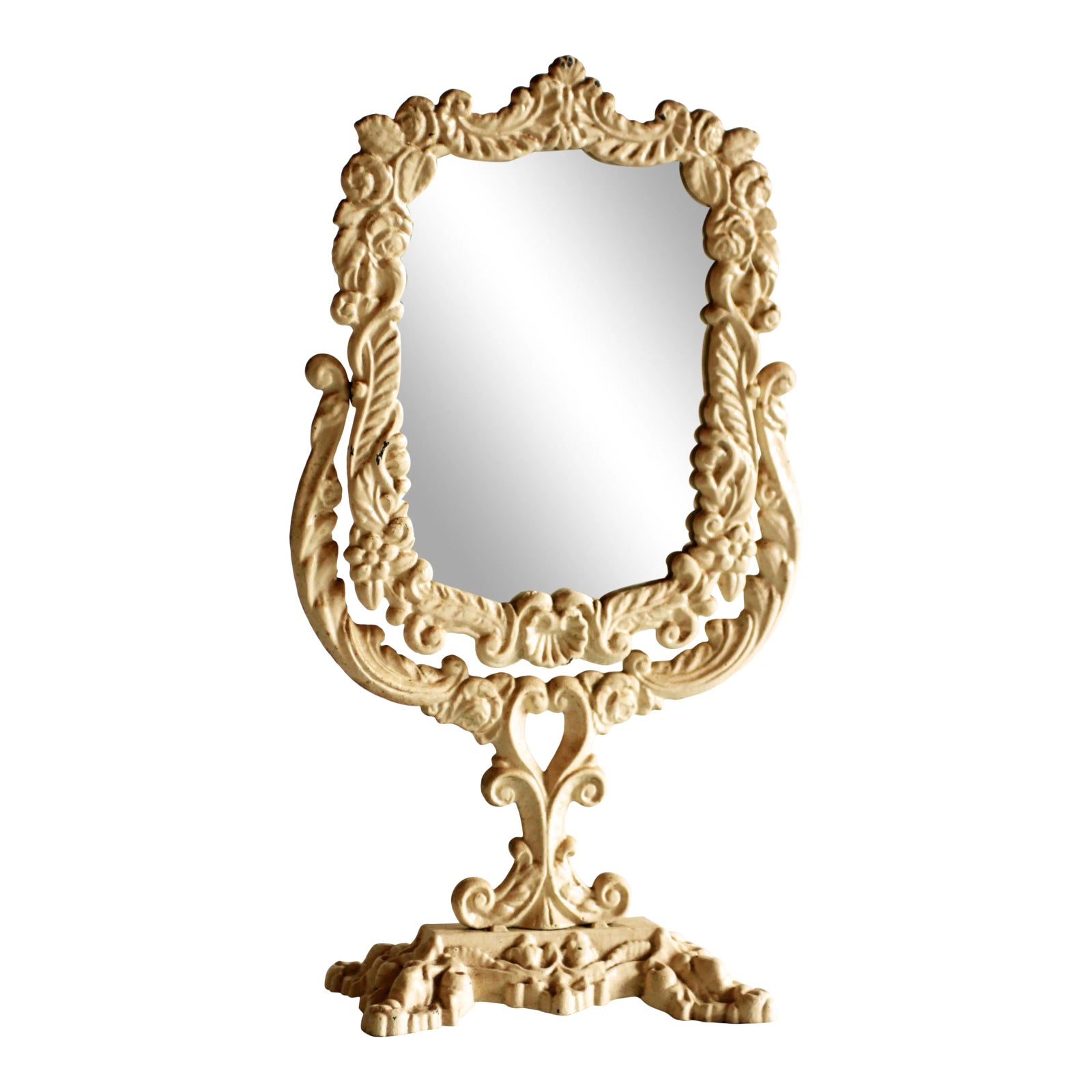 Vintage Cast Iron Victorian Vanity / Dresser Make Up Mirror