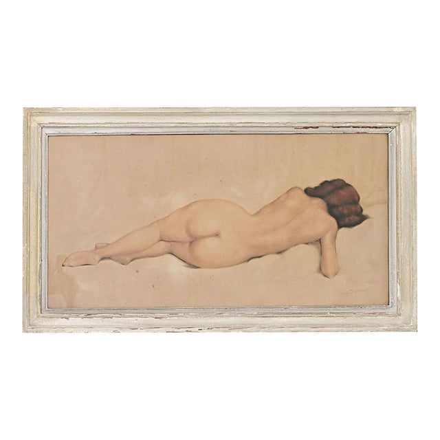 French Vintage Framed Nude Drawing For Sale