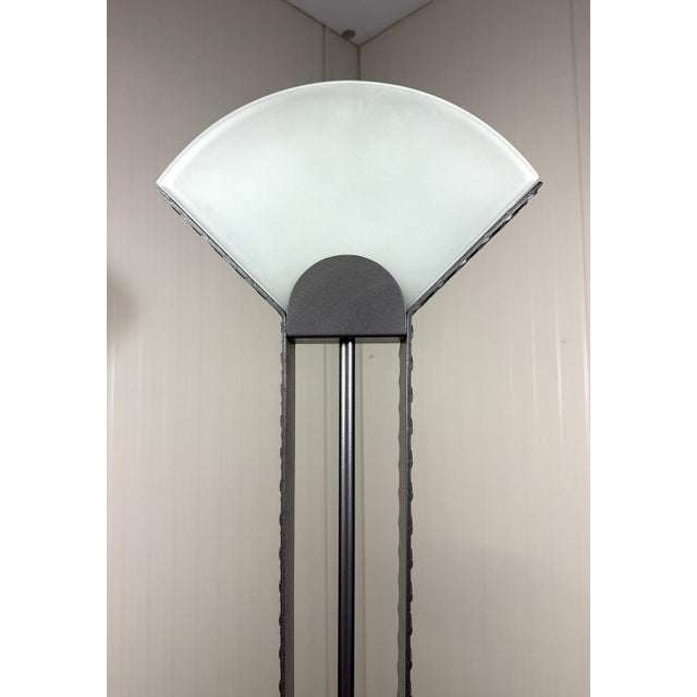 Italian Floor Lamp in Steel Tear Plate and Glass, 1980s For Sale - Image 6 of 18