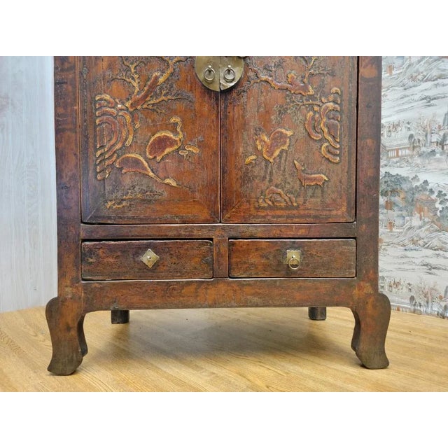 Antique Shanxi Province Elmwood Lacquered Cabinet For Sale - Image 4 of 12