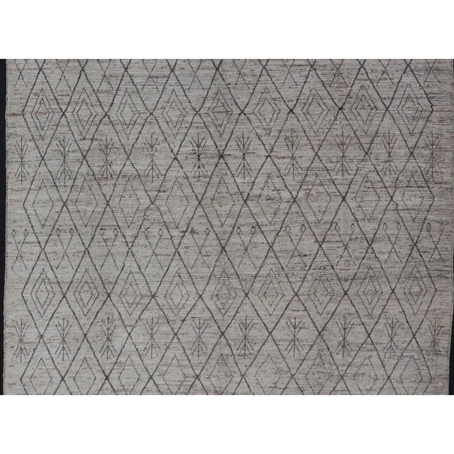 Modern Wool Rug With Diamond Design by Keivan Woven Arts 10'2 X 13'6 For Sale In Atlanta - Image 6 of 12
