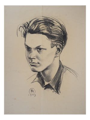 Young Boy, 20th Century, Charcoal Drawing