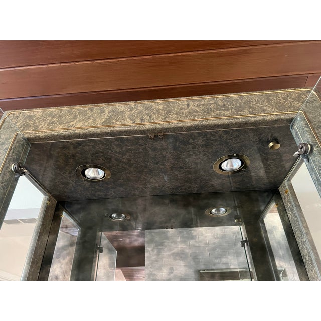 1960s 1960s Mastercraft Mid Century Modern Ebonized Metal and Brass Vitrine Curio Cabinet For Sale - Image 5 of 7