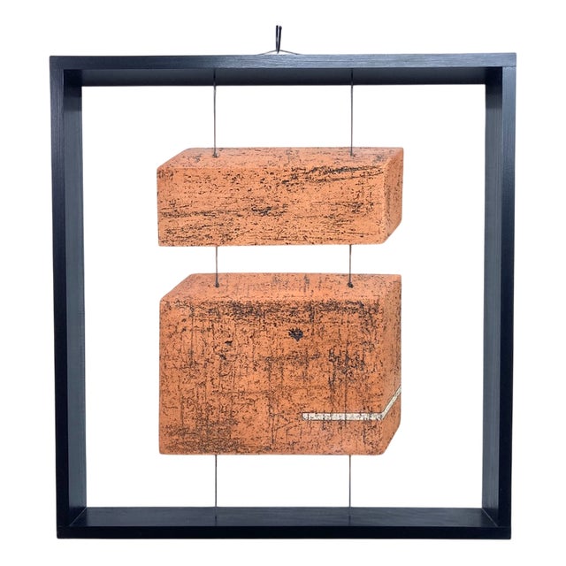 Framed Terracotta Wall Sculpture, 1980s For Sale