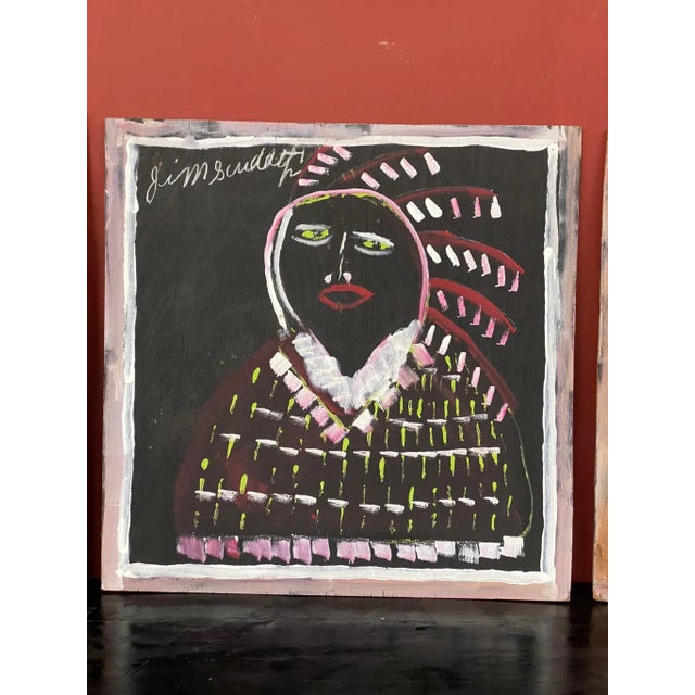 1990s Jimmy Lee Sudduth Family Tryptic Folk Art Paintings For Sale - Image 5 of 12