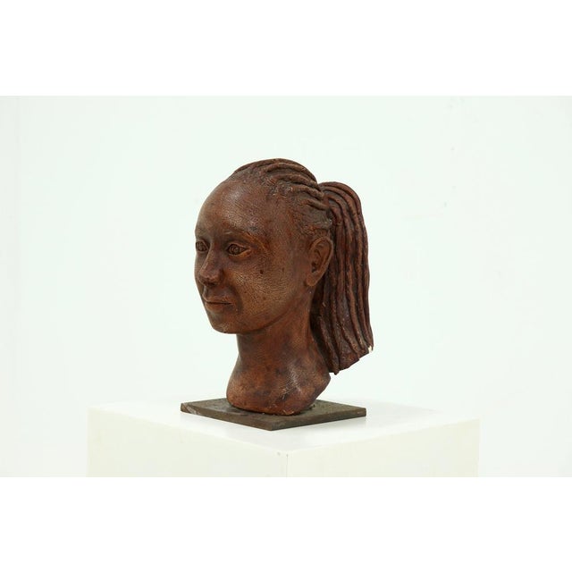 Brown Sculpted Clay Female Bust, 1970s For Sale - Image 8 of 8