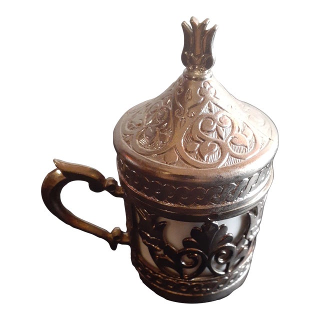 1960 Silver Covered Demitasse Cup, Made in Turkey For Sale
