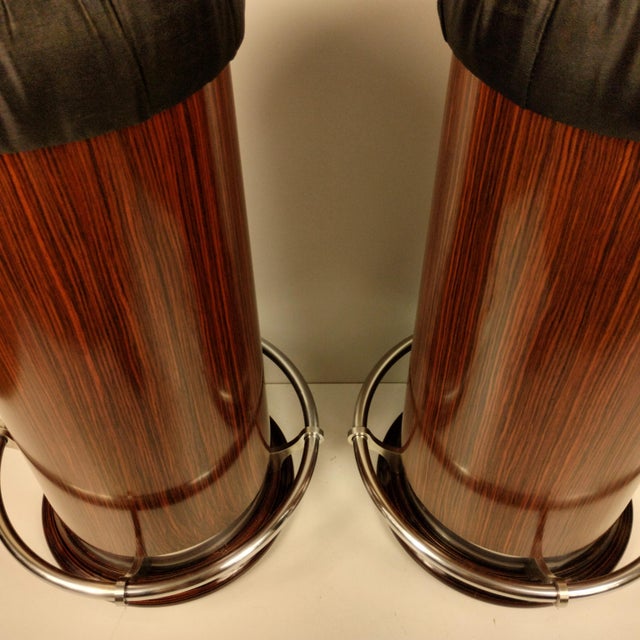 Mid-Century Modern Mid-Century Italian Art Deco Style Rosewood Bar Stools, 1970s, Set of 2 For Sale - Image 3 of 15