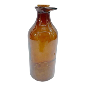 Antique Brown Glass Beaker Bottle With Cork