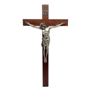 Large Antique Wall Cross with Jesus Figure, 1890s For Sale