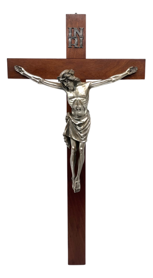Large Antique Wall Cross with Jesus Figure, 1890s