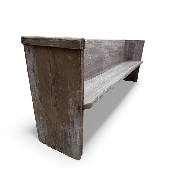Early 20th Century Early 20th-Century Farmhouse Pine Pew Bench For Sale - Image 5 of 10