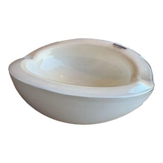 Circa 1960s Alfredo Barbini White Murano Glass Dish For Sale