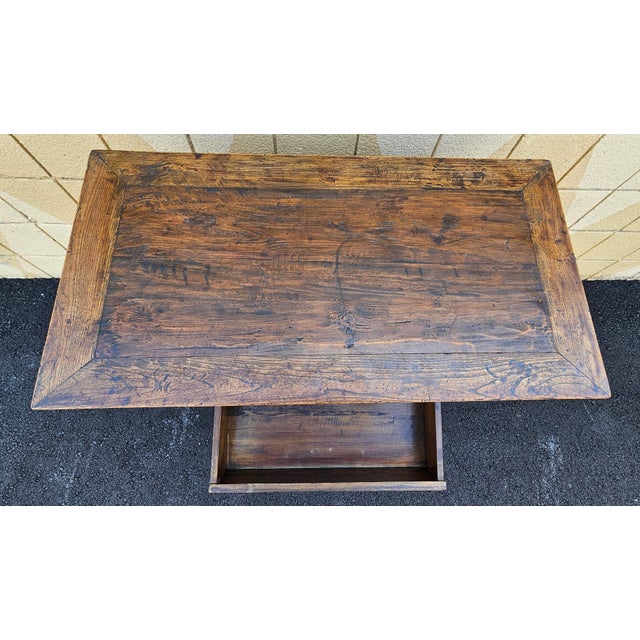 Wood Mid 20th Century Asian Elmwood Three-Drawer Altar / Console Table For Sale - Image 7 of 10