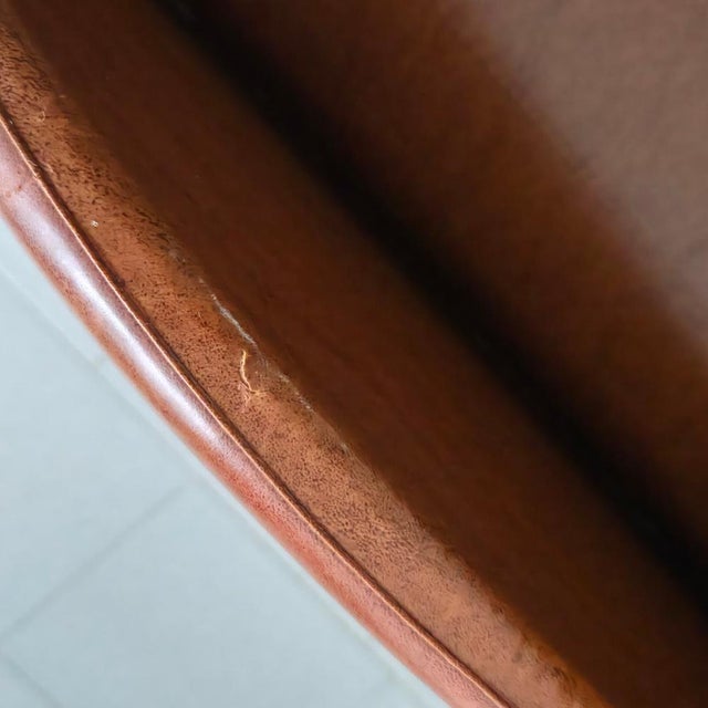 Textile Vintage French Armchair in Havana Faux Leather and Black Lacquered Wood, 1960s For Sale - Image 7 of 16