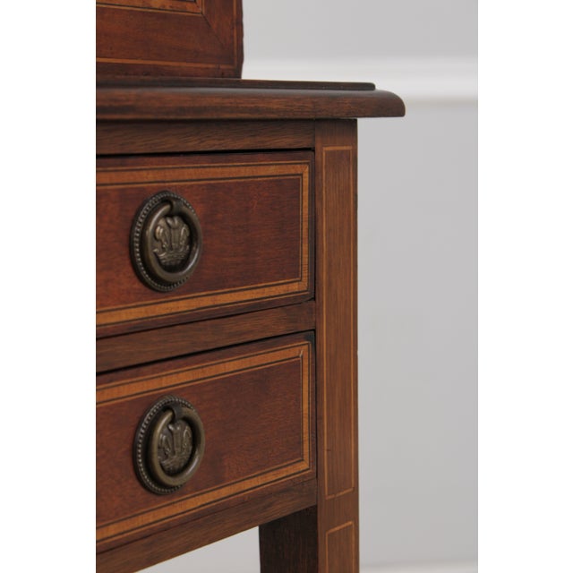 Antique Edwardian 2 Drawer Inlaid Mahogany Curio Cabinet For Sale - Image 16 of 17
