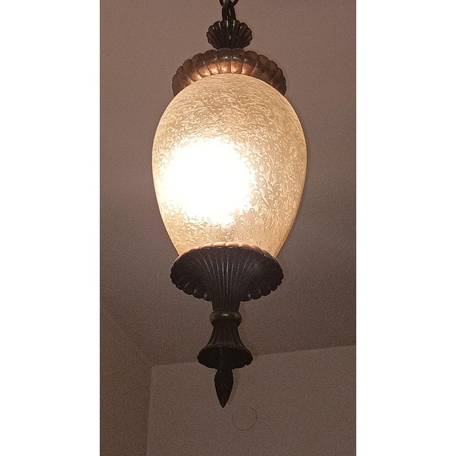 1940s Chandelier in Bronze Decorated with Acidic Glass by Archimedes Seguso for Seguso Murano, 1940s For Sale - Image 5 of 11