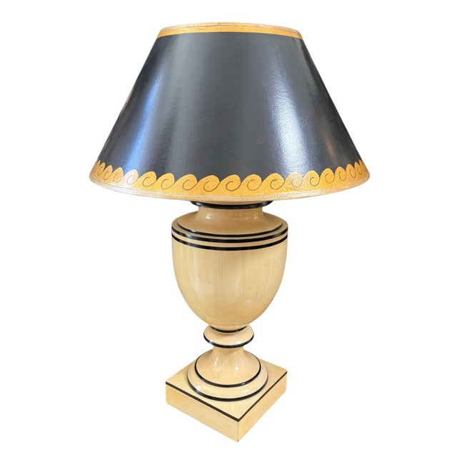 French Urn Shaped Table Lamp by Nancy Corzine It includes custom made black & gold shade.