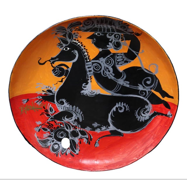 Rare Bjorn Wiinblad Large Paper Mache Charger/Decorative Wall Plate For Sale - Image 11 of 14