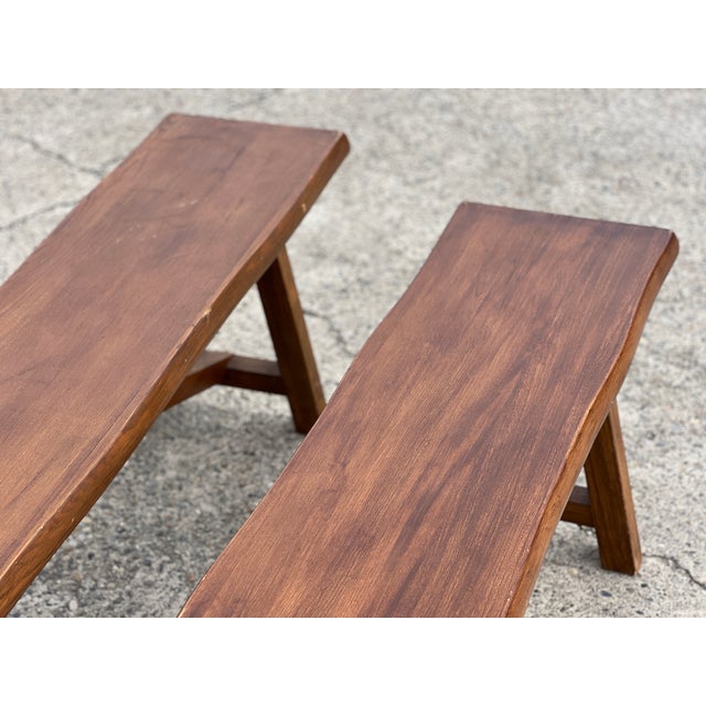 1960s Vintage Wood Benches, 1960s, Set of 2 For Sale - Image 5 of 7