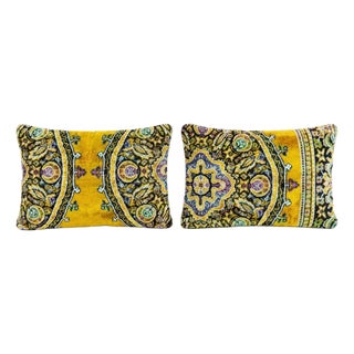 Eclectic Velvet Lumbar Pillow Cover 16'' X 24'' - Set of Two For Sale