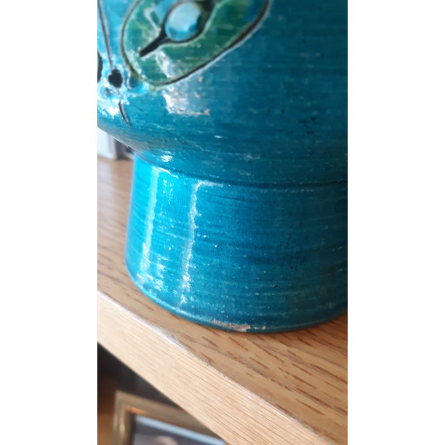 Vintage Aldo Londi Turquoise Footed Vessel Vase For Sale In Los Angeles - Image 6 of 8