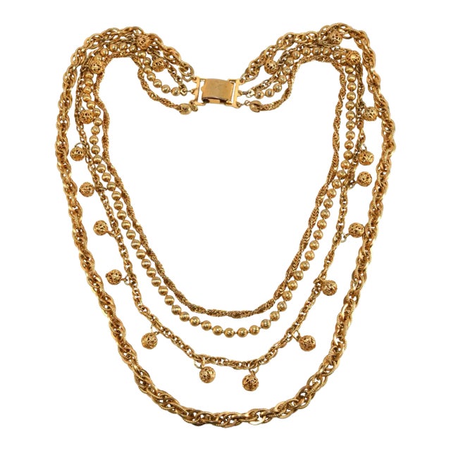 Vintage Napier Necklace Multi Chain Gold Plated For Sale