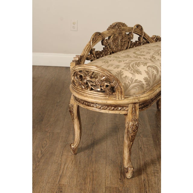 Late 20th Century Italian Rococo Style Antiqued Window Bench For Sale - Image 12 of 18