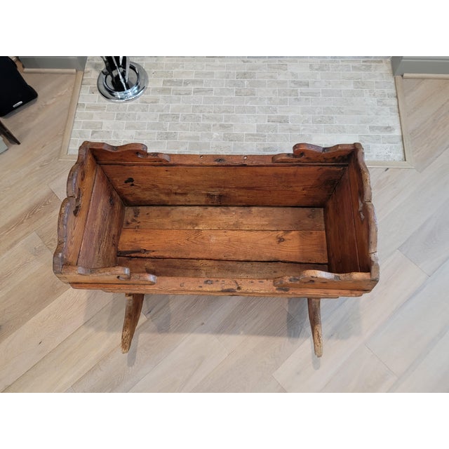 Farmhouse Antique Swedish Gustavian Period Pine Rocking Bin Log Holder For Sale - Image 3 of 12