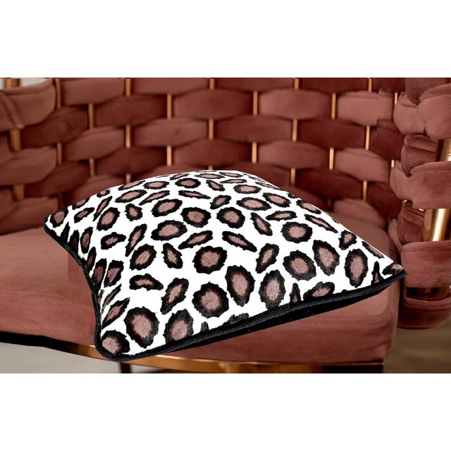 White Animal Print Hair on Hide Pillow Cover With Piping For Sale - Image 8 of 12