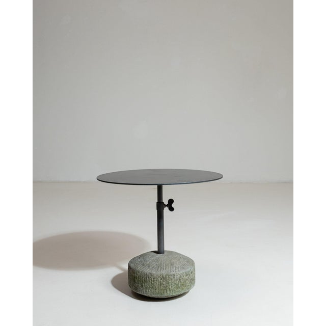 Charcoal 21st Century Poland Deep Charcoal Grey Round Stone-Base Side Table For Sale - Image 8 of 10