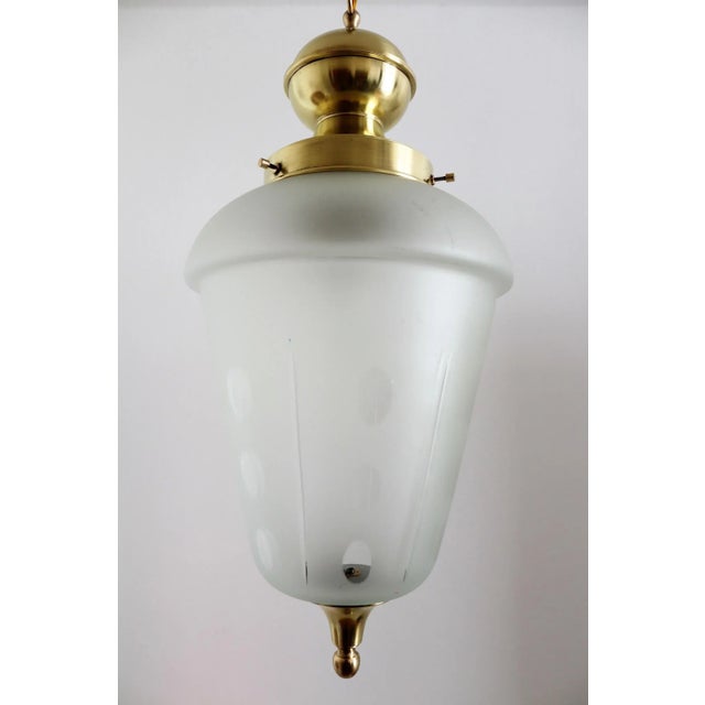 Italian Brass and Cut Glass Pendant Lamp, 1970s For Sale - Image 12 of 14