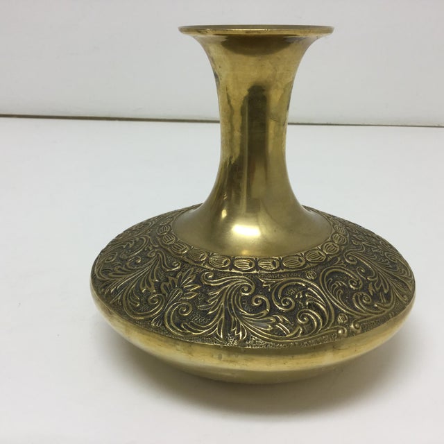 Vintage Mid Century Brass Aladdin Vase With Base Detail. | Chairish