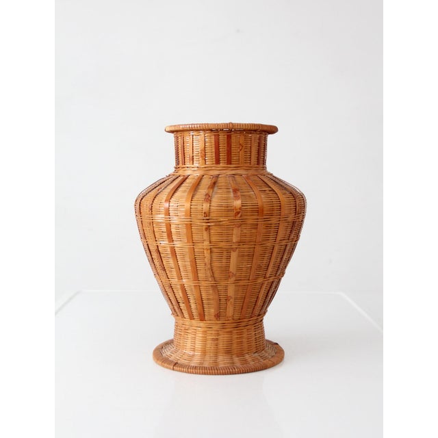 Vintage Wicker Vase Basket For Sale - Image 4 of 9
