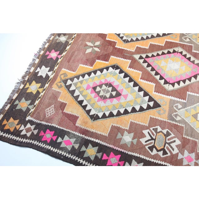 Vintage Flatweave Color Turkish Kilim Rug -11'5''x6'4' For Sale In Tampa - Image 6 of 12