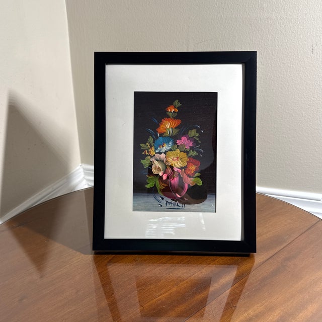 1970s Vintage Floral Still Life Painting Framed For Sale - Image 5 of 6