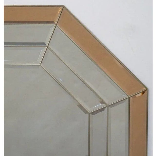 Octagonal Modernist Octagonal Modernist Beveled Glass Wall Mirror From Italy (H 45 1/4 X W 35) For Sale - Image 11 of 13