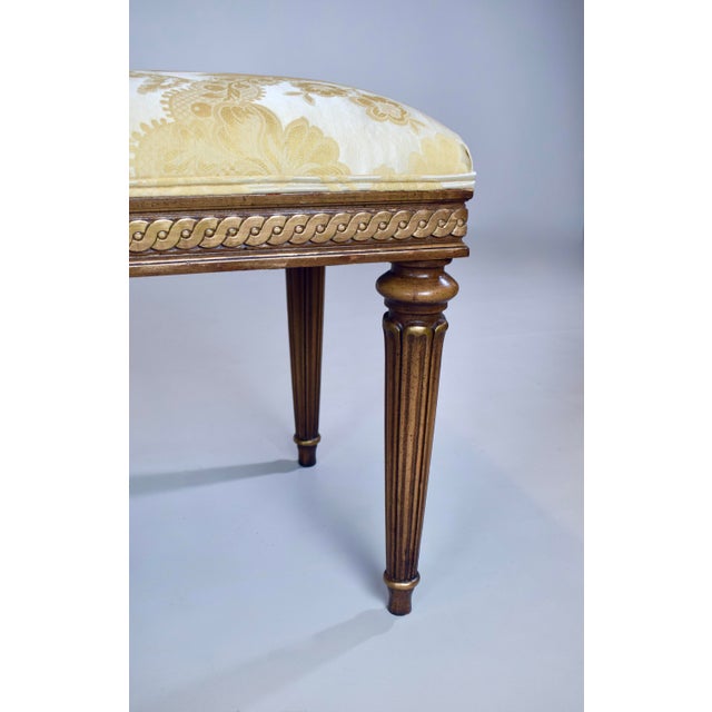 1960s Louis XVI Style Benches After Baker Furniture, Giltwood & Silk, 1960s For Sale - Image 5 of 13