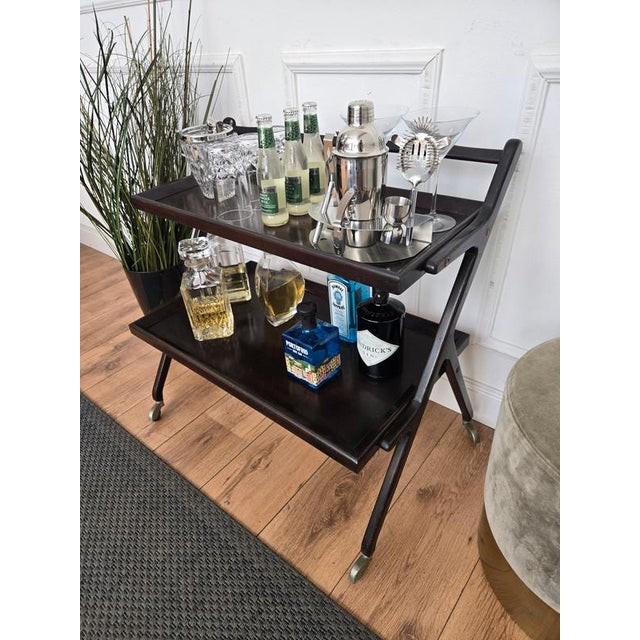 Vintage Art Deco Italian Wood and Brass Dry Bar Cabinet by Paolo Buffa, 1960s For Sale - Image 3 of 11