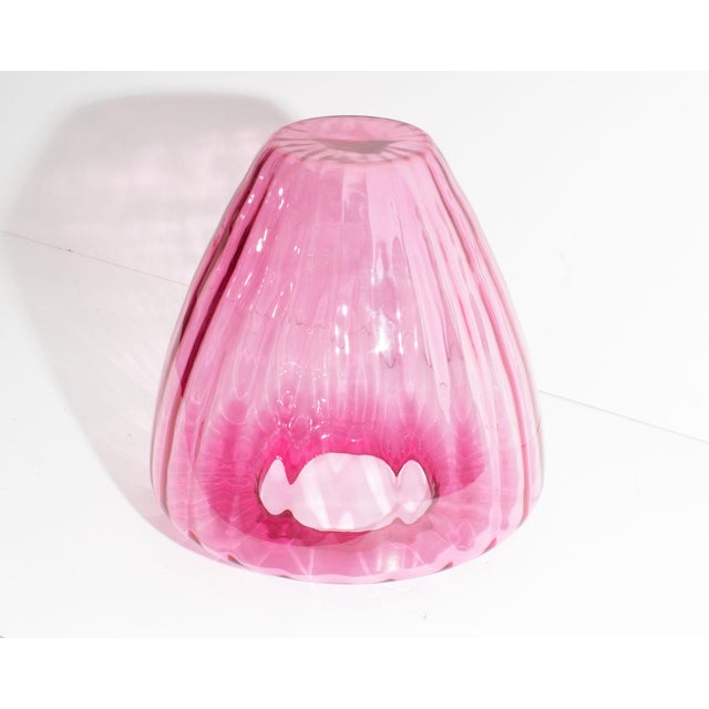 Mid-Century Modern Pilgrim Glass Cranberry Oversized Vase For Sale - Image 3 of 8