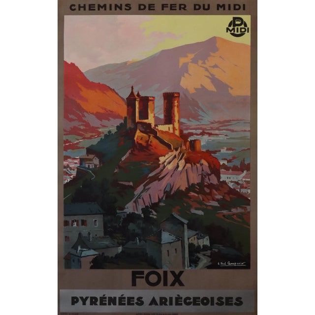1930s 1930s Original French Travel Poster, Foix (Pyrenee Region) For Sale - Image 5 of 5