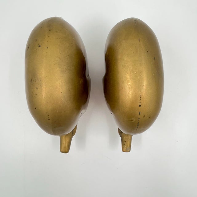 Mid-Century Brass Elephant Bookend or Doorstop Sculptures Made in Korea - A Pair For Sale - Image 9 of 11