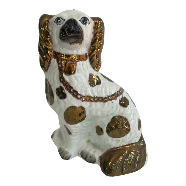 Late 19th Century Victorian Stafford Ceramic Brown & White Spaniel Dog Figurine For Sale