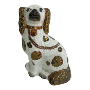 Late 19th Century Victorian Stafford Ceramic Brown & White Spaniel Dog Figurine
