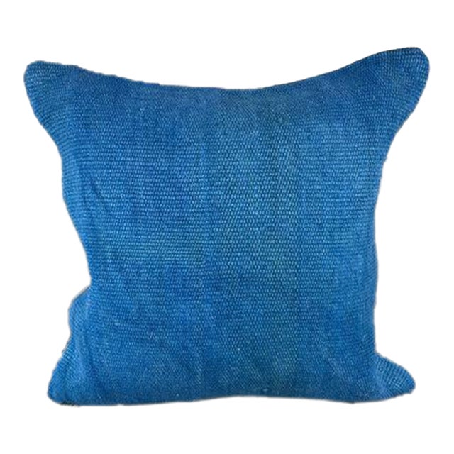 20 x 20 Hemp Pillow Turkish Cushion Natural Blue Pillow Cushion Cover For Sale