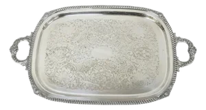 English Victorian Silver Plated Twin Handle Butlers Serving Platter Bar Tray