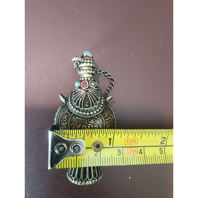 Early 20th Century Early 20th Century Tibetan-Style Snuff Bottle Silver Plated For Sale - Image 5 of 6