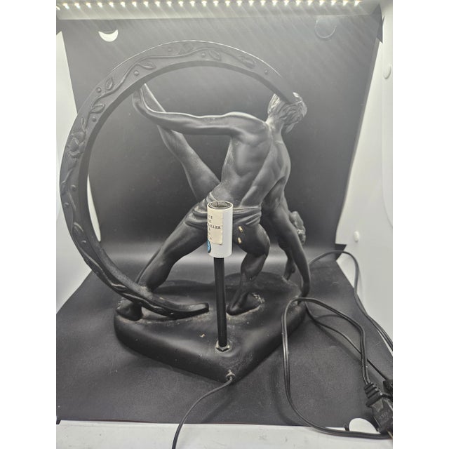 Art Deco Contemporary Man & Woman Moon Dancing Sculpture Figurine Lamp/Light For Sale - Image 4 of 5